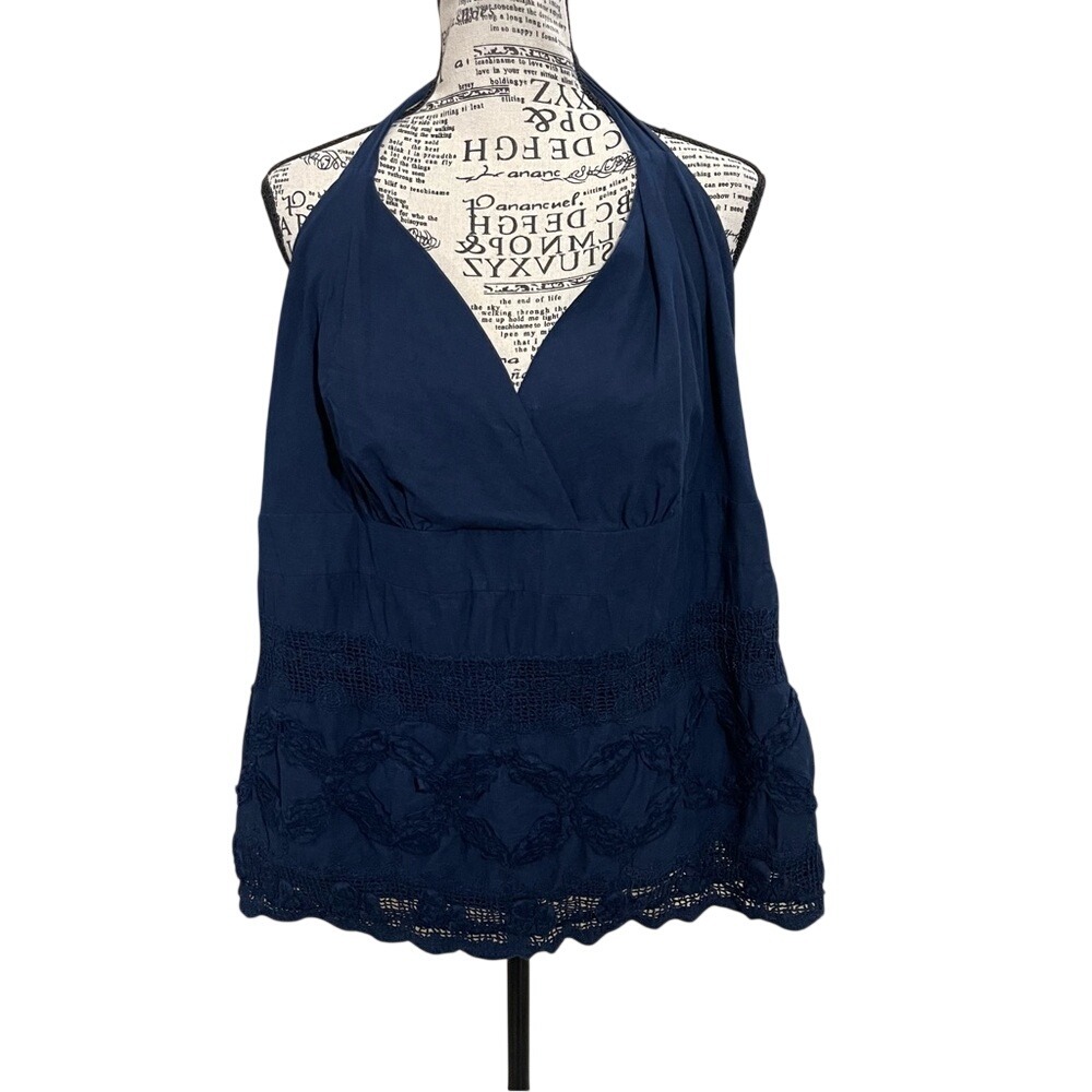 Torrid Navy Lace Halter Blouse